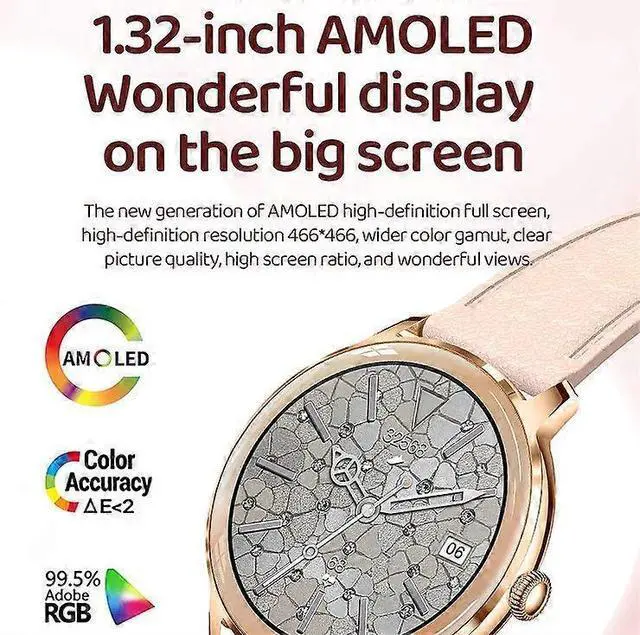 Alt view image 5 of 5 - Ecocleanpath 1.32" AMOLED Smartwatch, IP67 Waterproof, Heart Rate & Sleep Tracker, White