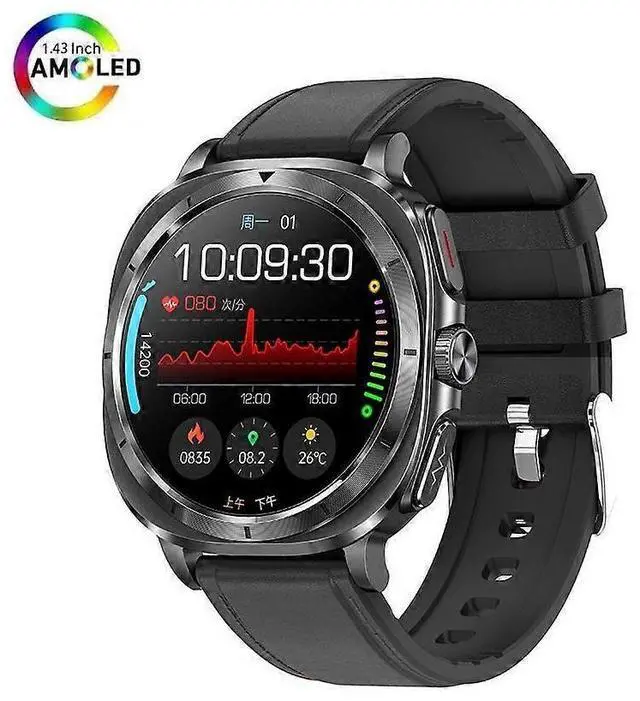 Main image of Ecocleanpath ET492 AMOLED Smartwatch with ECG, NFC, 100+ Sports Modes & Mood Detection (Black)