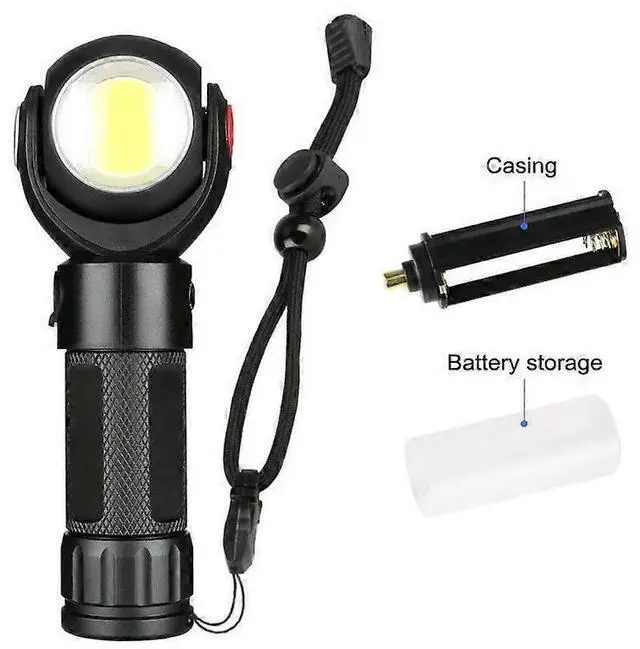 Alt view image 4 of 5 - Ecocleanpath USB Rechargeable COB Work Light with Magnet, 360° Rotating Bright Flashlight for Outdoor & Camping (Black)
