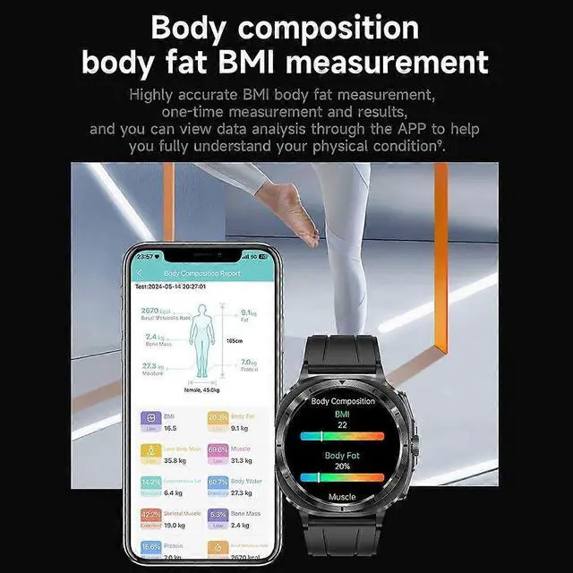 Alt view image 5 of 5 - Ecocleanpath ET492 AMOLED Smartwatch with ECG, NFC, 100+ Sports Modes & Mood Detection (Black)