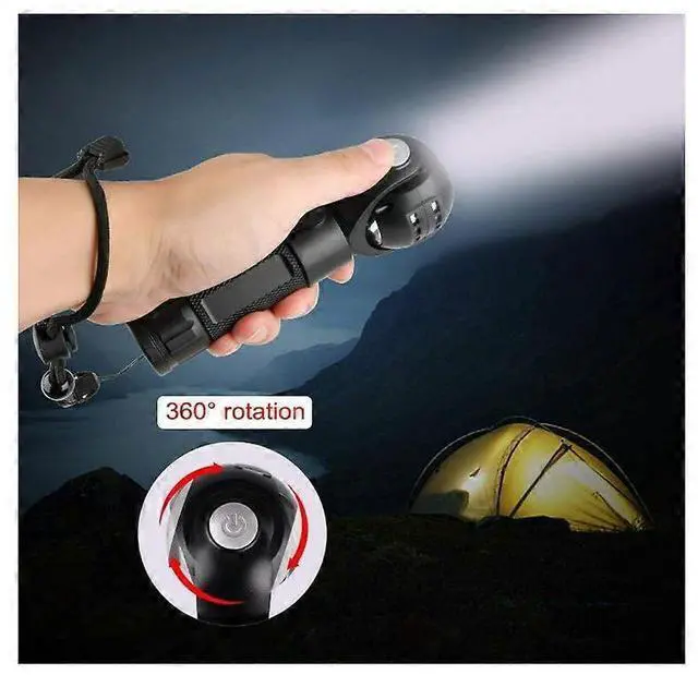 Alt view image 5 of 5 - Ecocleanpath USB Rechargeable COB Work Light with Magnet, 360° Rotating Bright Flashlight for Outdoor & Camping (Black)