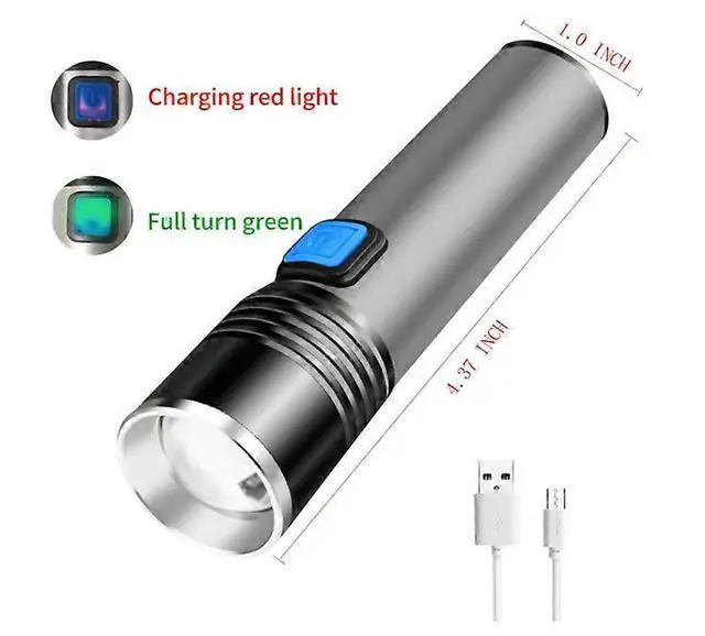 Alt view image 4 of 5 - Ecocleanpath USB Rechargeable Red LED Flashlight, 3-Mode Zoomable for Night Observation & Astronomy (Black)