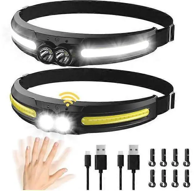 Main image of Ecocleanpath Rechargeable LED Headlamp 2-Pack, 750 Lumen, 14 Modes, 84H Runtime, Hand Sensor, IPX4 Waterproof - Black