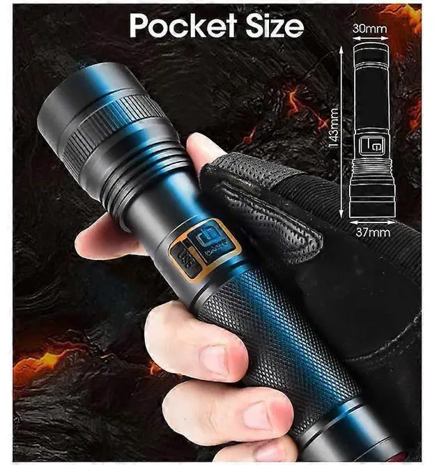 Alt view image 5 of 5 - Ecocleanpath 10000L Rechargeable Tactical Flashlight, 1200m Beam, Zoomable & Waterproof for Camping, Emergency