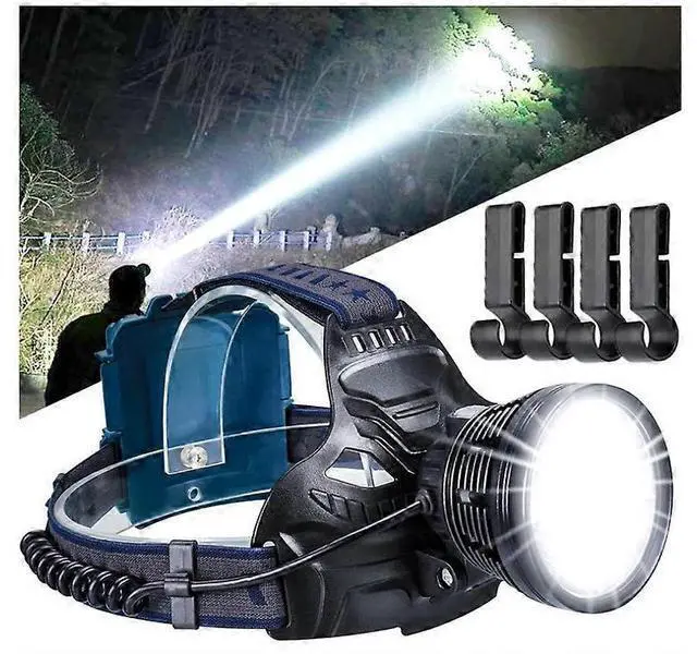 Main image of Ecocleanpath 100,000 Lumen Super Bright Rechargeable Headlamp, Waterproof with Tail Warning Light & 4 Modes (Black)