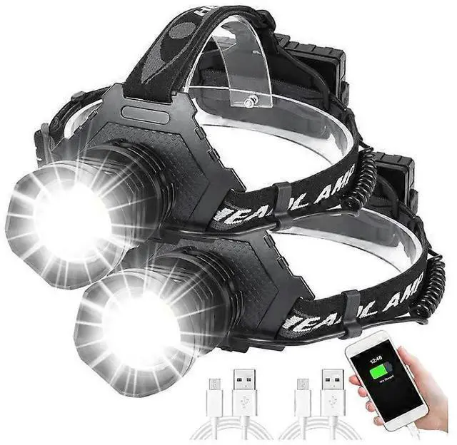 Main image of Ecocleanpath XHP70 Rechargeable Headlamp 20000 Lumens, Zoomable 5 Modes with Power Bank & Helmet Clip (Black)