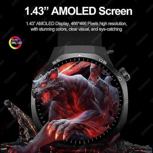 Alt view image 2 of 5 - Ecocleanpath Men's Sports Smart Watch with AMOLED Screen, NFC, Heart Rate & SpO2, 173 Modes, for Android/iOS (Black)