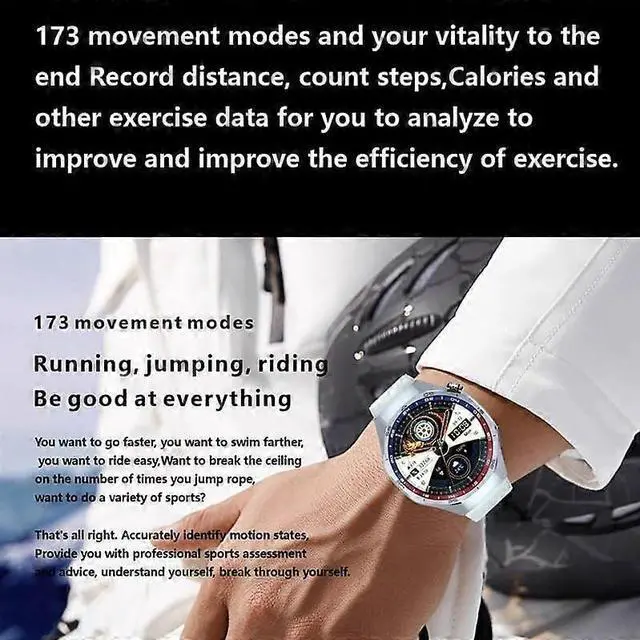 Alt view image 4 of 5 - Ecocleanpath Men's Sports Smart Watch with AMOLED Screen, NFC, Heart Rate & SpO2, 173 Modes, for Android/iOS (Black)