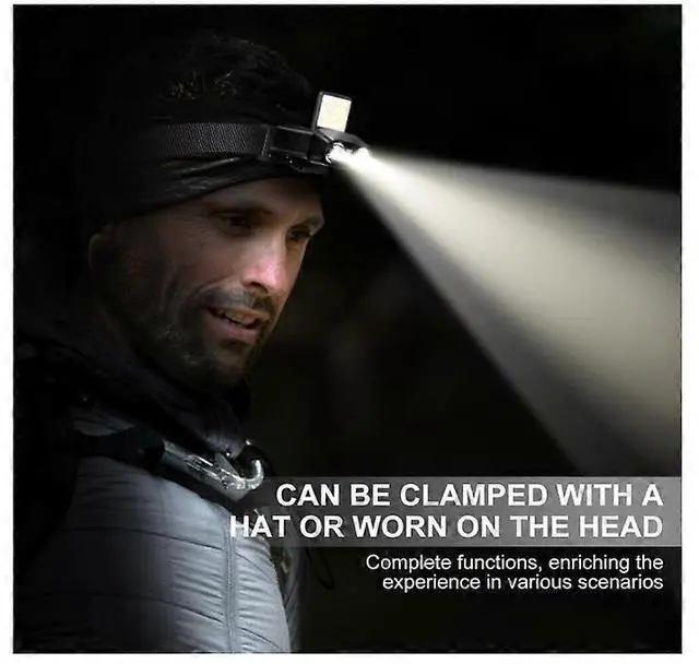 Alt view image 2 of 5 - Ecocleanpath LED Hard Hat Light, 180° Adjustable Headlamp, 1500mAh Battery, IPX6 Waterproof for Camping & Work (Black)