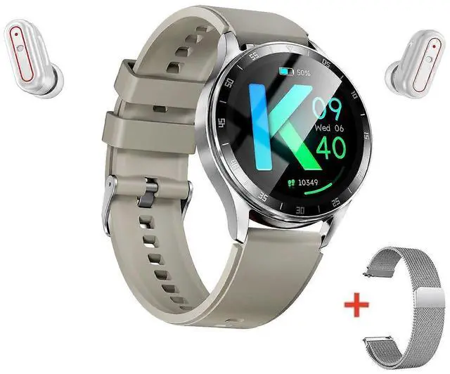 Main image of Ecocleanpath 2-in-1 Smartwatch with TWS Earbuds, 1.39" Round Display, Sleep & Heart Rate Monitor for iOS/Android (White)