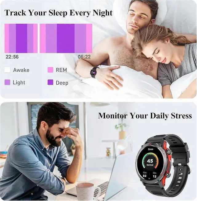 Alt view image 5 of 5 - Ecocleanpath Sports Smart Watch with GPS & NFC, 366x366 HD Screen, Compass, Waterproof for Android iOS (White)