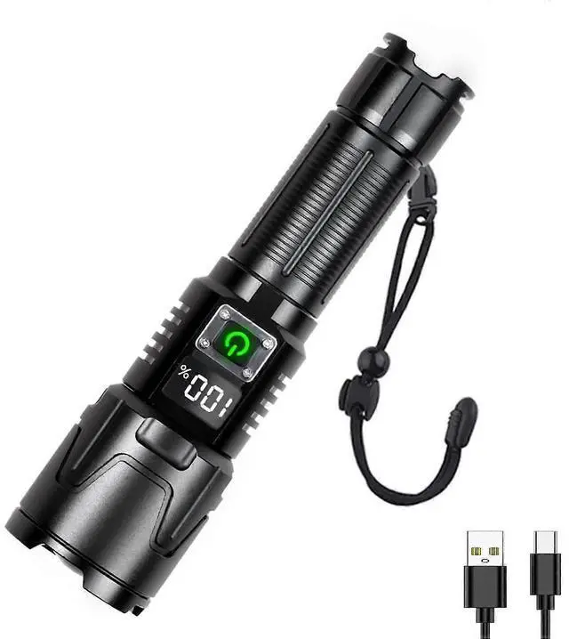 Main image of Ecocleanpath 4500 Lumen Rechargeable Flashlight with Digital Display & Power Bank, Super Bright Zoomable Light for Outdoor Camping