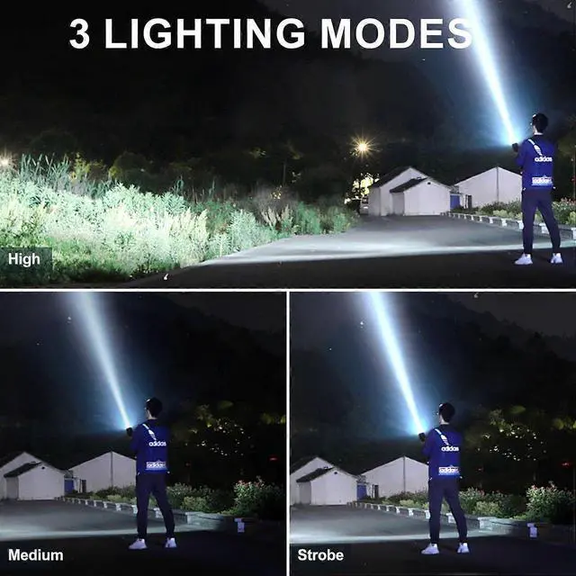 Alt view image 3 of 5 - Ecocleanpath 4500 Lumen Rechargeable Flashlight with Digital Display & Power Bank, Super Bright Zoomable Light for Outdoor Camping