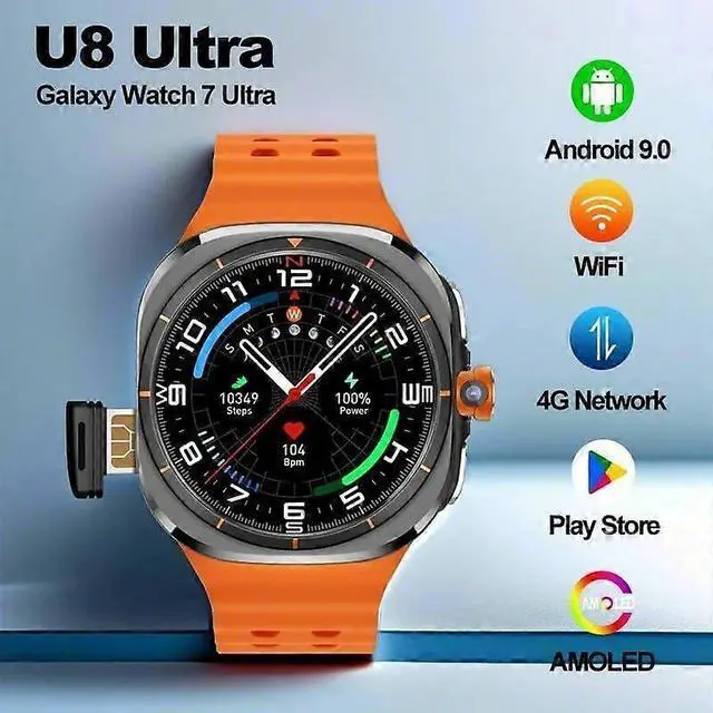 Alt view image 2 of 5 - Ecocleanpath Smart Watch with Rotating Camera, AMOLED, GPS, SIM/WiFi, Compass for Android & iOS (White)