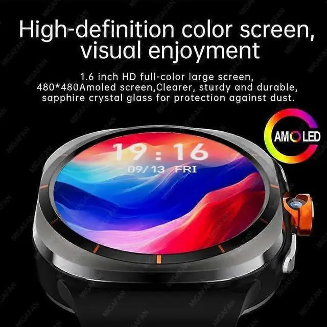 Alt view image 3 of 5 - Ecocleanpath Smart Watch with Rotating Camera, AMOLED, GPS, SIM/WiFi, Compass for Android & iOS (White)