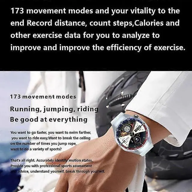 Alt view image 4 of 5 - Ecocleanpath Men's Sports Smart Watch with AMOLED Screen, NFC, Heart Rate & SpO2, 173 Modes, for Android/iOS (Silver)