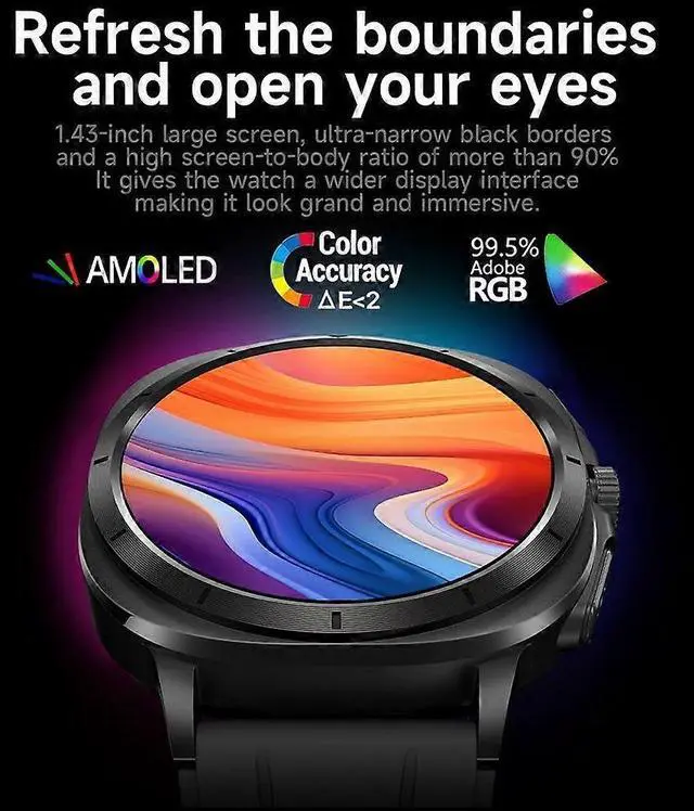 Alt view image 3 of 5 - Ecocleanpath ET492 AMOLED Smartwatch with ECG, NFC & Mood Detection, 100+ Sports Modes, Blue