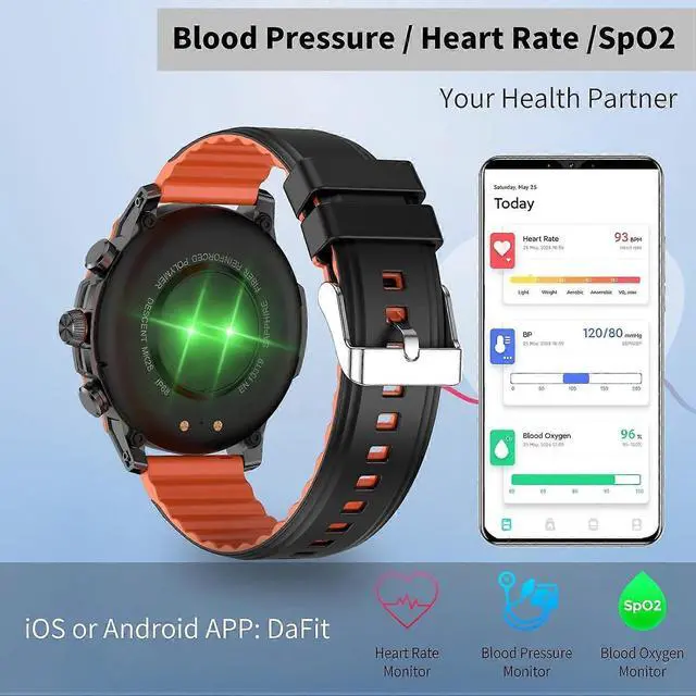 Alt view image 4 of 5 - Ecocleanpath Fitness Smart Watch 1.43" AMOLED, Heart Rate SpO2 Monitor, Bluetooth Calling, 20 Sports Modes, IP67 Waterproof (Green)