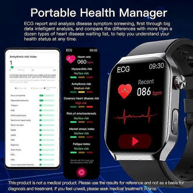 Alt view image 3 of 5 - Ecocleanpath F700 Smartwatch 2.1" HD, Health Monitor with ECG, Bluetooth Calling, 50+ Sports Modes (White)