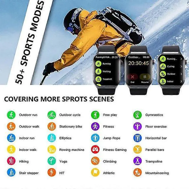 Alt view image 5 of 5 - Ecocleanpath F700 Smartwatch 2.1" HD, Health Monitor with ECG, Bluetooth Calling, 50+ Sports Modes (White)