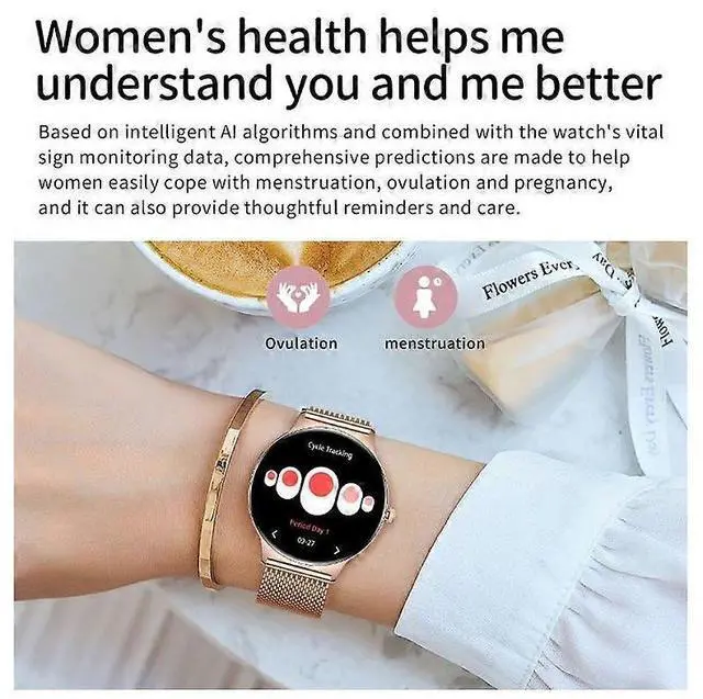 Alt view image 2 of 5 - Ecocleanpath Smartwatch V89 1.43" AMOLED Women's Health Tracker, Bluetooth Calling, 100+ Sports Modes (Black)