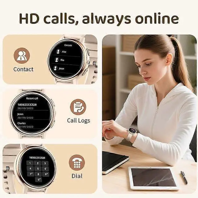 Alt view image 4 of 5 - Ecocleanpath AK88 Smartwatch for Women: Health Monitor, Bluetooth Calls, 100+ Sports Modes (Black)