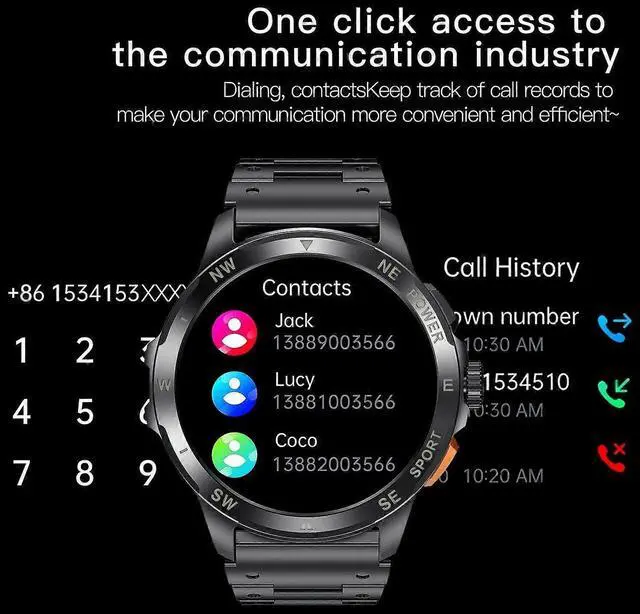 Alt view image 2 of 5 - Ecocleanpath Smartwatch AK77 AMOLED Bluetooth Calling, 100+ Sports Modes, Health Monitor (Black)