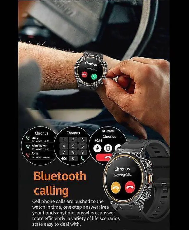 Alt view image 4 of 5 - Ecocleanpath AK81 Smartwatch with Flashlight, 400mAh Battery, 100+ Sports Modes, Heart Rate Monitor (Black)