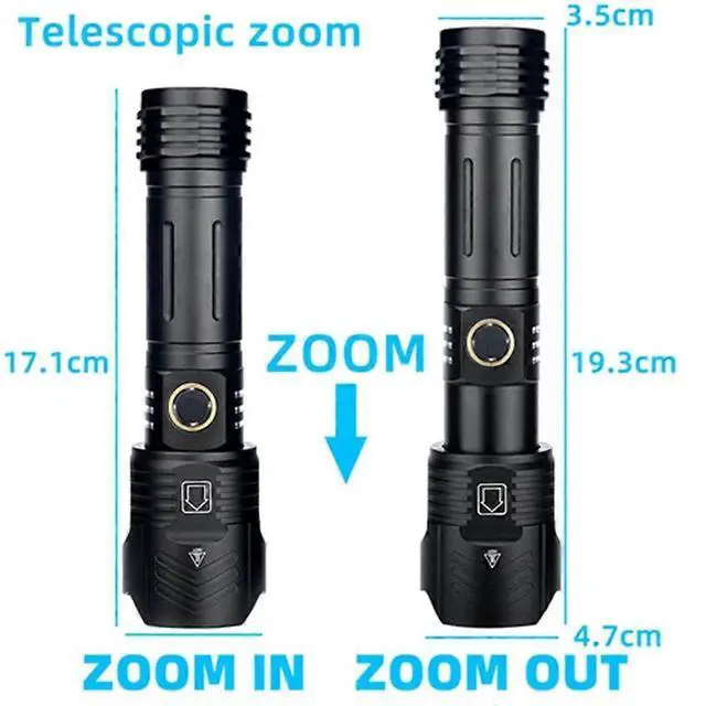 Alt view image 5 of 5 - Ecocleanpath Super Bright 1,000,000 Lumens Rechargeable Flashlight, XHP160 LED Tactical, 5 Modes, Zoomable, Waterproof
