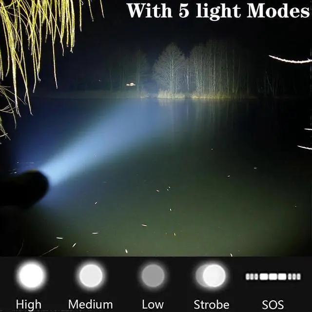 Alt view image 4 of 5 - Ecocleanpath 10000 Lumens Rechargeable Tactical Flashlight, 5 Modes Zoomable & Waterproof LED Light for Outdoor