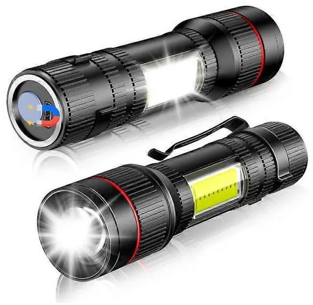 Main image of Ecocleanpath 1500 Lumens LED Flashlight 2-Pack, COB Work Light with Magnet, 3 Modes & Zoom, IP5 Waterproof for Home/Emergency (Black)