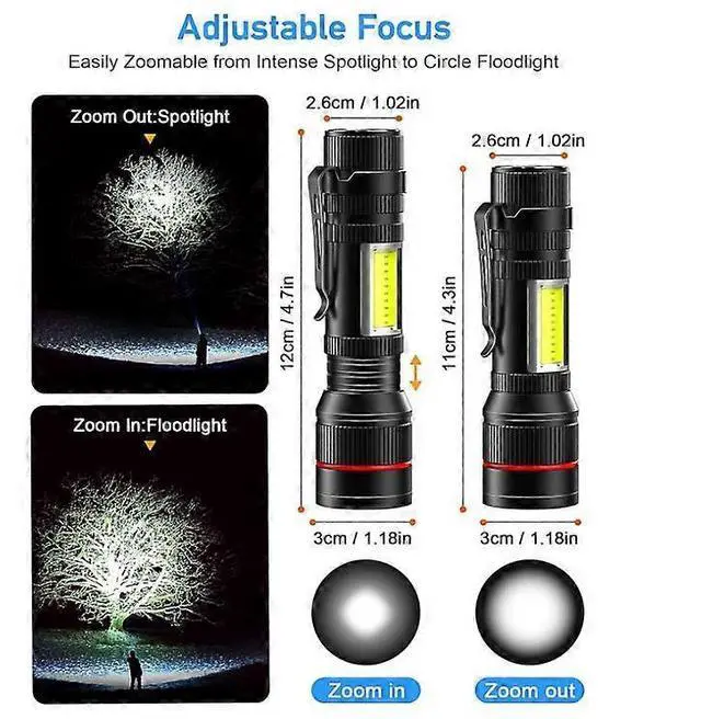 Alt view image 5 of 5 - Ecocleanpath 2000 Lumen USB Rechargeable Flashlight 2-Pack, Zoomable Tactical Light with Magnet & Clip for Camping