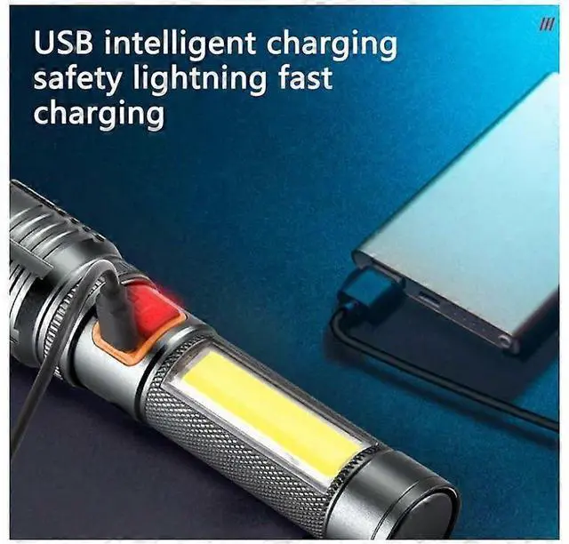 Alt view image 4 of 5 - Ecocleanpath Rechargeable LED Tactical Flashlight, 1640ft Zoom, 4 Modes, IPX4 Waterproof, USB Charging (Black)