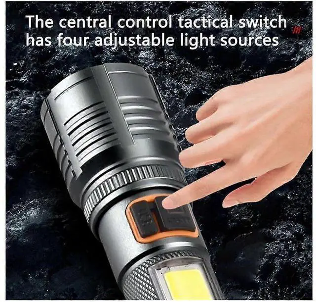 Alt view image 5 of 5 - Ecocleanpath Rechargeable LED Tactical Flashlight, 1640ft Zoom, 4 Modes, IPX4 Waterproof, USB Charging (Black)
