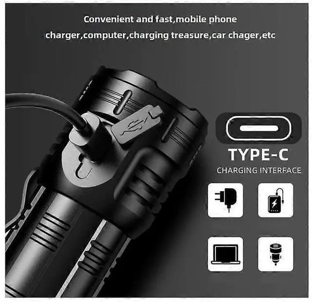 Alt view image 4 of 5 - Ecocleanpath Mini LED Flashlight USB-C Rechargeable, 8 Modes, IPX5 Waterproof, Tail Magnet, Long Battery Life (Black)