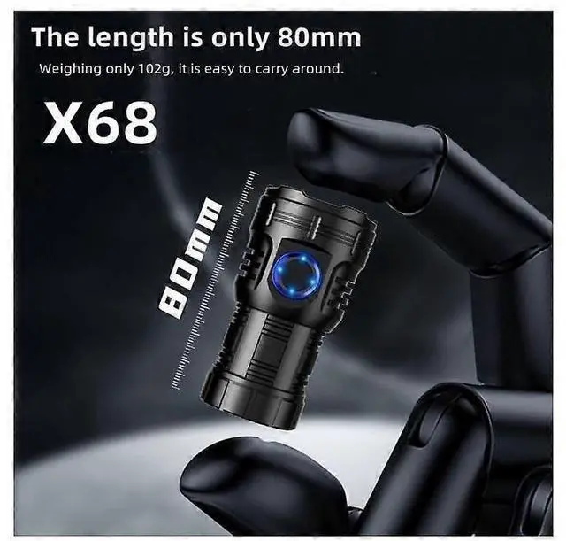 Alt view image 5 of 5 - Ecocleanpath Mini LED Flashlight USB-C Rechargeable, 8 Modes, IPX5 Waterproof, Tail Magnet, Long Battery Life (Black)