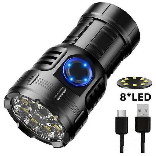 Main image of Ecocleanpath Mini LED Flashlight USB-C Rechargeable, 8 Modes, IPX5 Waterproof, Tail Magnet, Long Battery Life (Black)