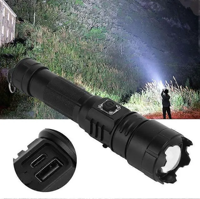 Alt view image 3 of 5 - Ecocleanpath XHP70 Super Bright LED Flashlight, USB Rechargeable & Waterproof Torch for Camping, Hiking, Cycling (Black)
