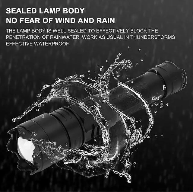 Alt view image 4 of 5 - Ecocleanpath XHP70 Super Bright LED Flashlight, USB Rechargeable & Waterproof Torch for Camping, Hiking, Cycling (Black)