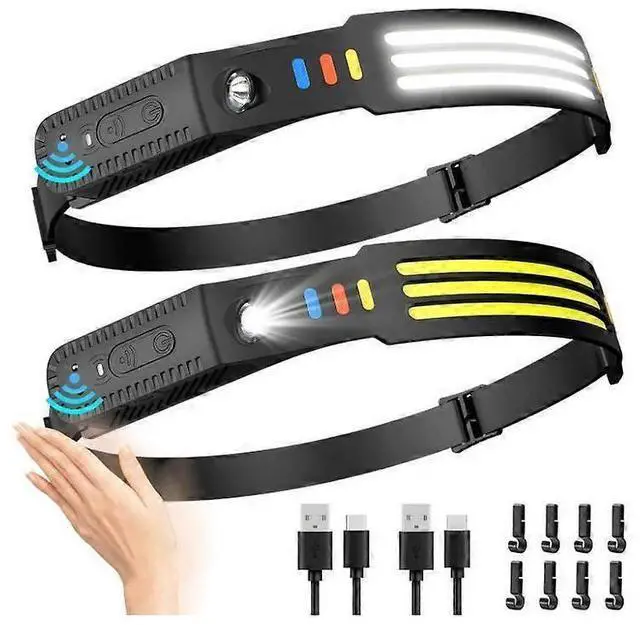 Main image of Ecocleanpath 2-Pack Rechargeable Headlamp with Motion Sensor, 230W Beam LED Headlight, 5 Modes, IPX4 Waterproof (Black)