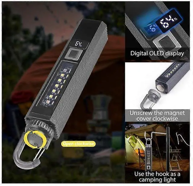 Alt view image 4 of 5 - Ecocleanpath Super Bright 1200 Lumen LED Rechargeable Flashlight with Magnet & UV Light, 9 Modes, Battery Indicator (Black)