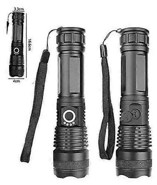 Alt view image 3 of 5 - Ecocleanpath 2700 Lumen LED Tactical Flashlight Rechargeable, Zoomable IPX5 Water Resistant Torch with 5 Modes (Black)