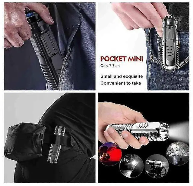 Alt view image 4 of 5 - Ecocleanpath Summarizy Rechargeable LED Flashlight, 500m Beam, IPX7 Waterproof, 12H Runtime for Camping & Outdoor (Gray)