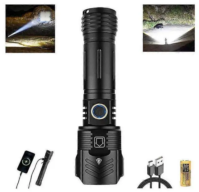 Main image of Ecocleanpath 100,000 Lumens Rechargeable LED Flashlight, 5 Modes Zoomable IPX5 Waterproof Tactical Spotlight (Black)