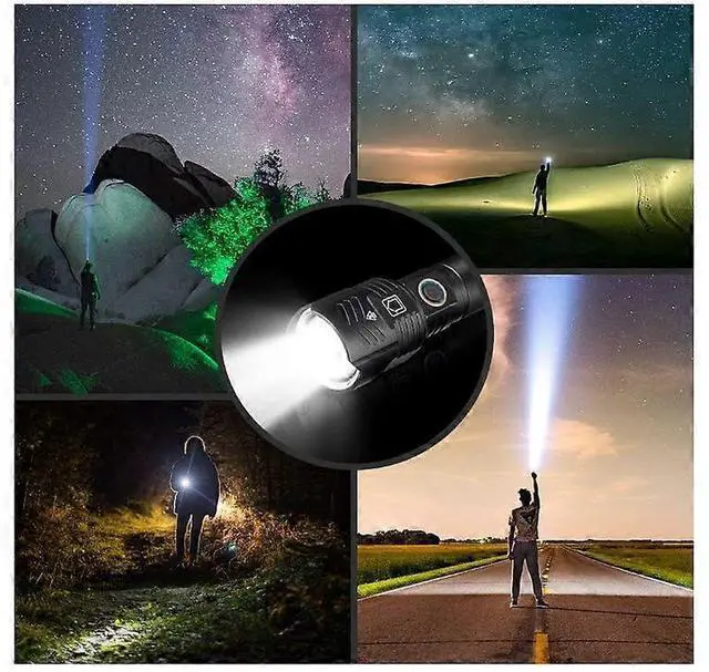 Alt view image 2 of 5 - Ecocleanpath 100,000 Lumens Rechargeable LED Flashlight, 5 Modes Zoomable IPX5 Waterproof Tactical Spotlight (Black)