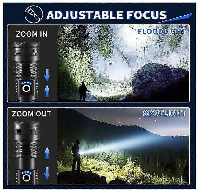 Alt view image 3 of 5 - Ecocleanpath 3-Pack 1000LM Rechargeable LED Flashlights, 5-Mode Tactical Flashlight with Adjustable Focus (Black)