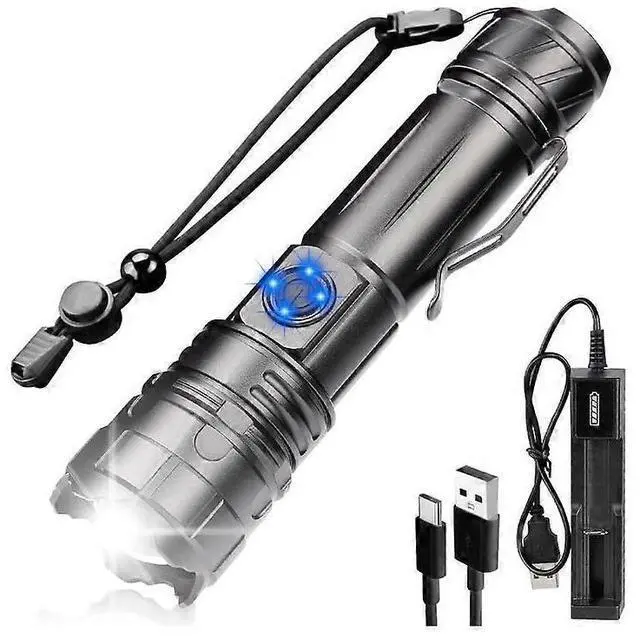 Main image of Ecocleanpath 12000 Lumens USB-C Rechargeable LED Flashlight - 4920ft Range, 5 Modes, IPX65 Waterproof for Camping & Hiking (Black)