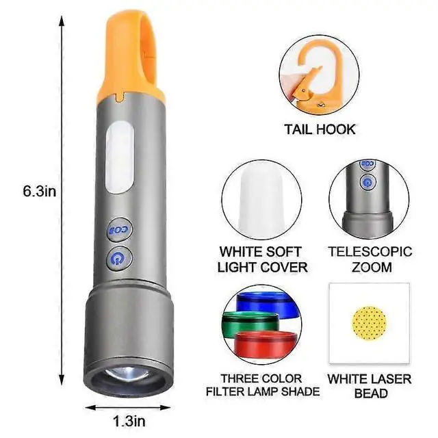 Alt view image 3 of 5 - Ecocleanpath LED Rechargeable Tactical Flashlight, 800 Lumens Zoomable 9 Modes with Side Light & IPX5 Waterproof for Hiking, Camping