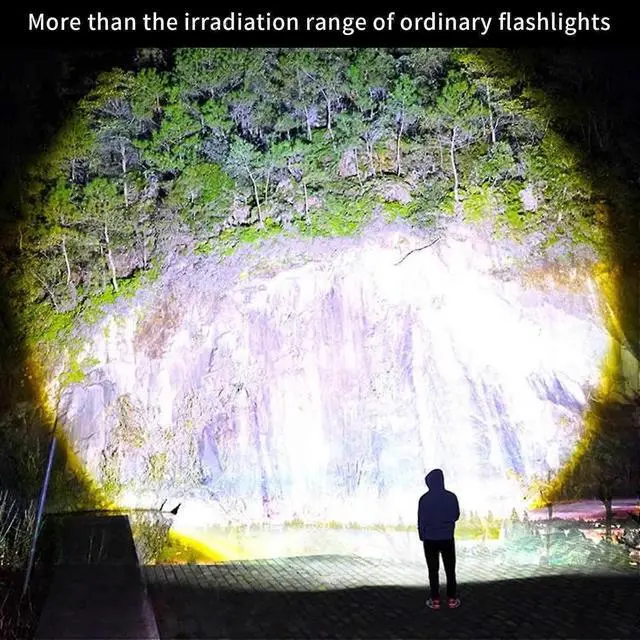 Alt view image 5 of 5 - Ecocleanpath 1500 Lumens Solar Rechargeable Flashlight, IP65 Waterproof LED Torch for Camping & Emergencies (Black)