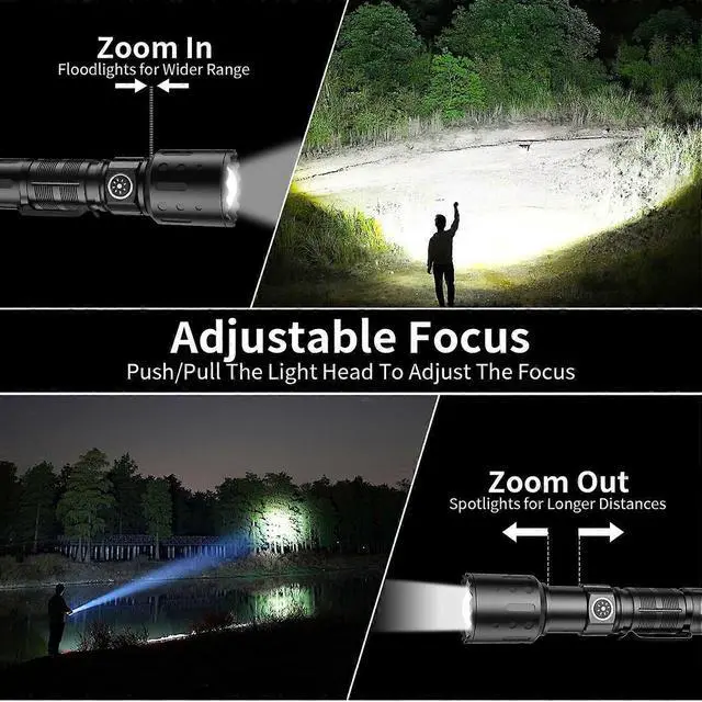 Alt view image 3 of 5 - Ecocleanpath Rechargeable LED Flashlight, 1500m Super Bright, 6 Modes, IPX5 Waterproof, Type-C Fast Charging for Camping & Emergencies
